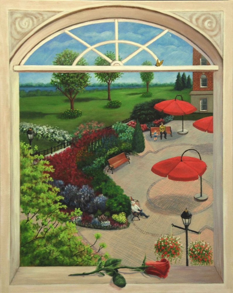 "Vue sur le jardin", acrylique sur toile.